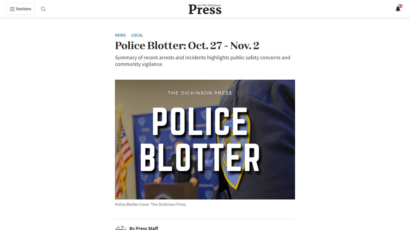 Police Blotter: Oct. 27 - Nov. 2 - The Dickinson Press | News, weather ...